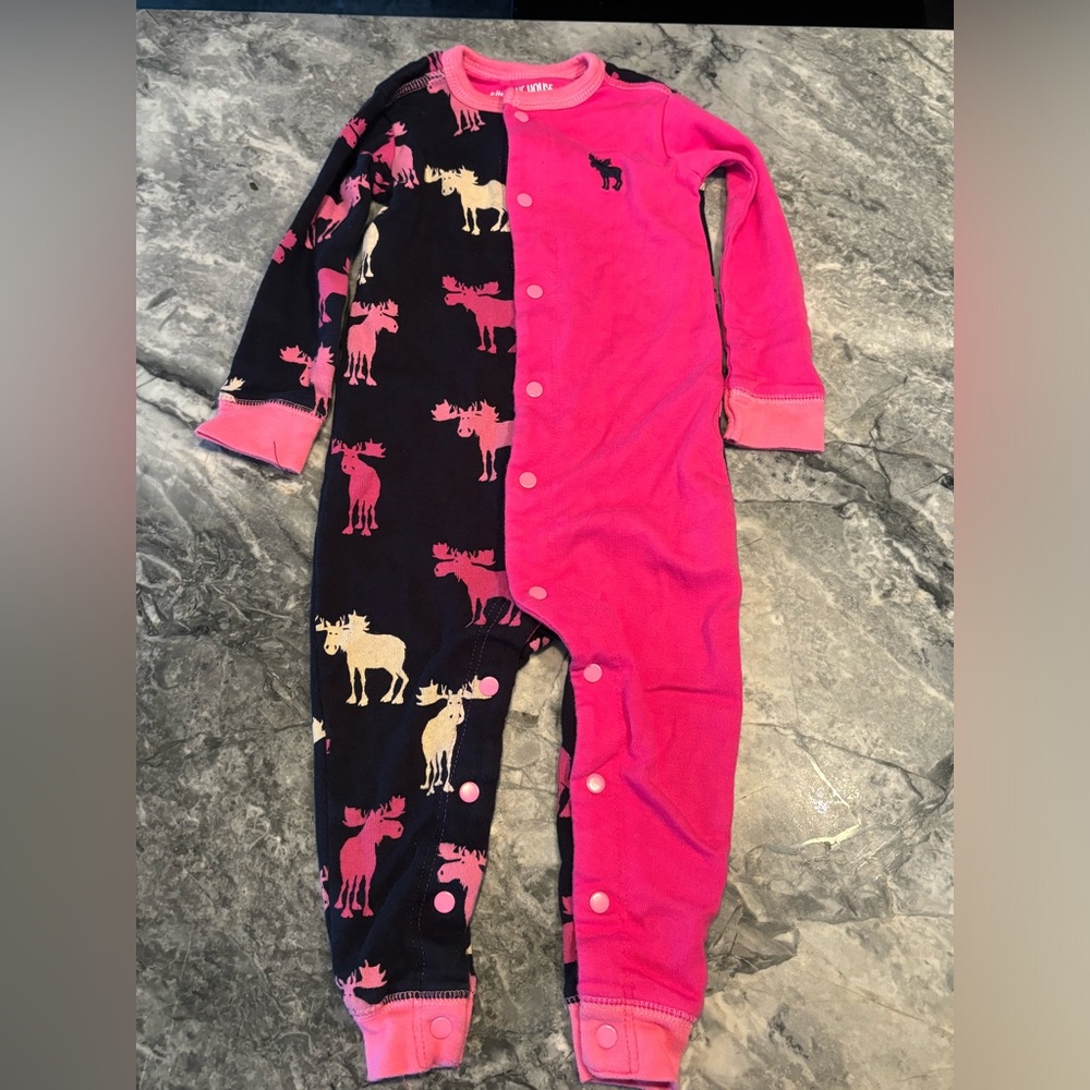 Little Blue House Moose print onesie